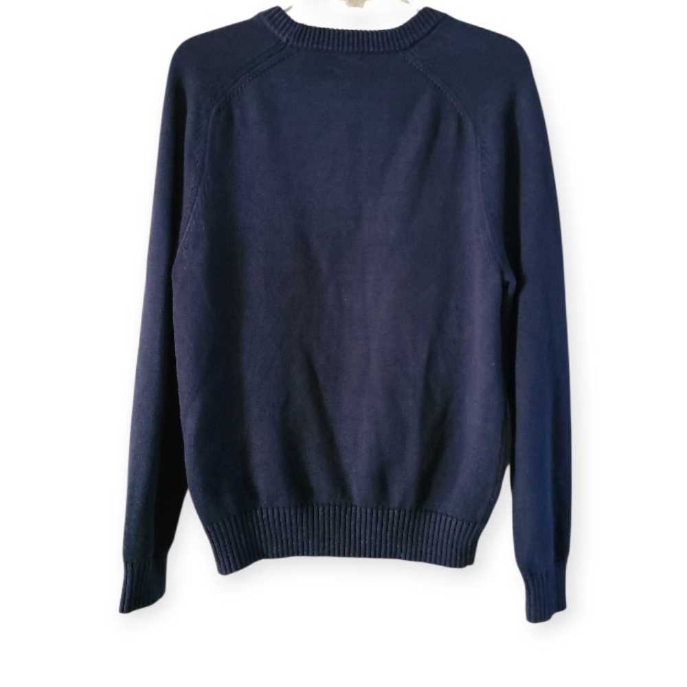 J. Crew Hand Knit Crewneck Sweater Navy Blue Fishermans 100% Cotton - Picture 11 of 17